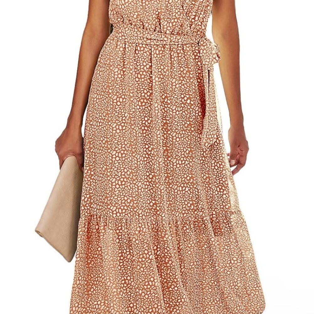 Elegant Tan Patterned Dress